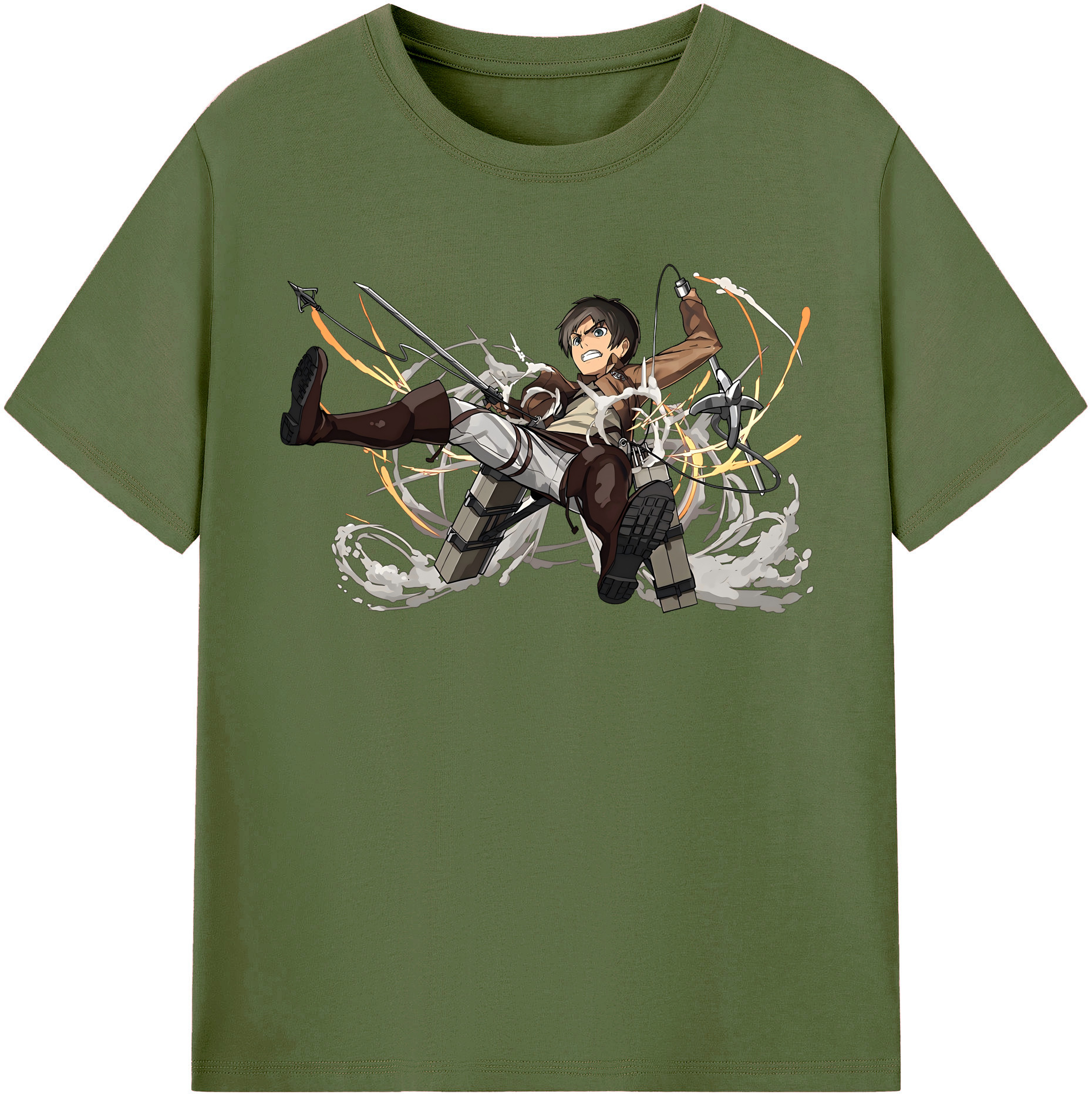 （画像用） 進撃の巨人 エレン･イェーガー Attack on Titan Eren Jäger 綿100％半袖Tシャツ（フロントプリント）